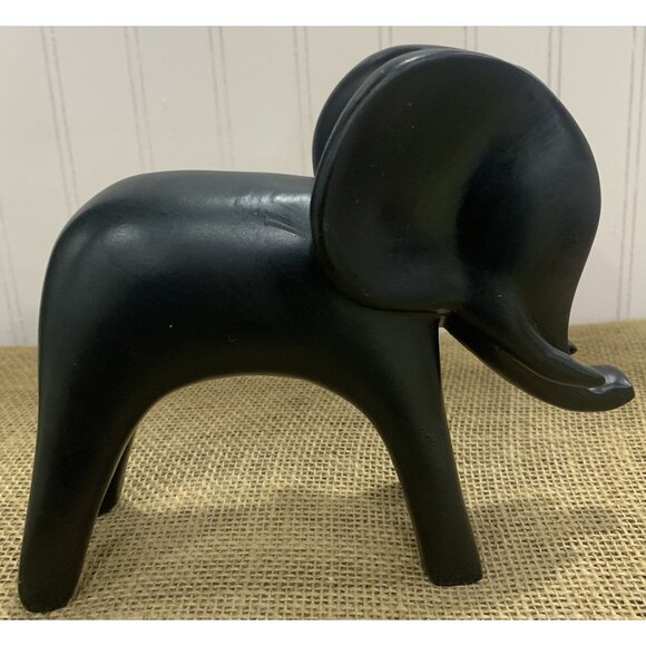 Black Wooden Rhino and Elephant Hand Carved Figurine or Paper Weight - Picture 14 of 16